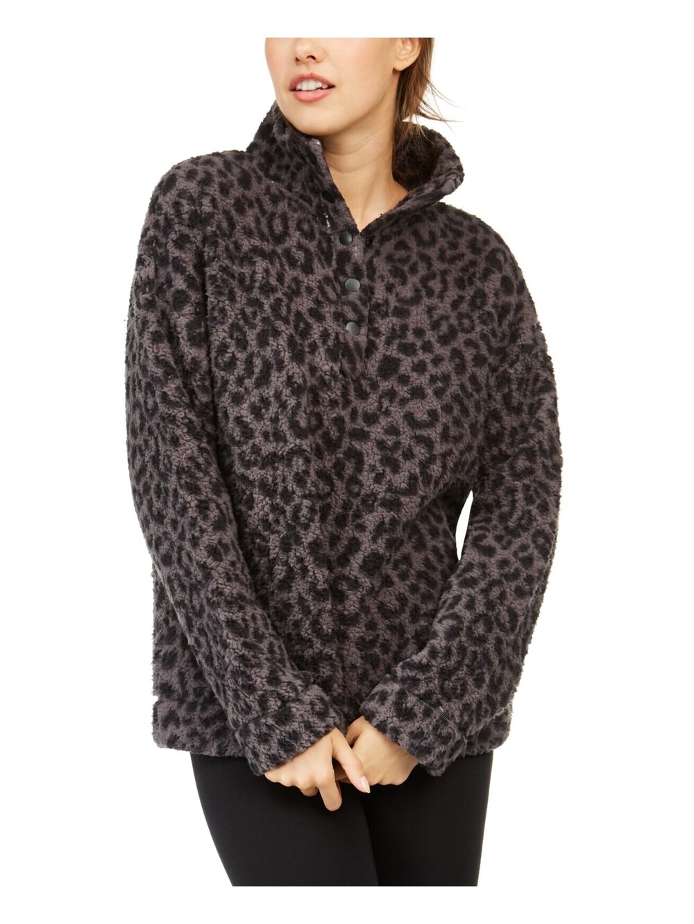 Jenni Womens Faux Sherpa Cozy Pullover Size S